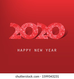 Best Wishes - Abstract Dark Red Modern Style Happy New Year Greeting Card or Background, Creative Design Template - 2020