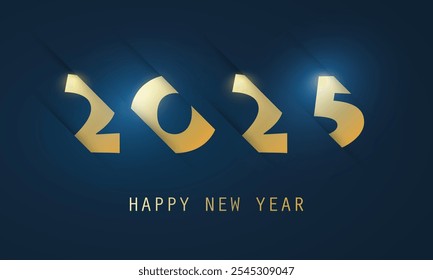 Best Wishes - Abstract Golden and Dark Blue Modern Style Happy New Year Greeting Card or Background, Creative Design Template - 2025