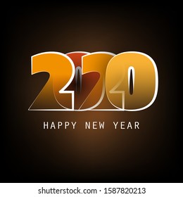 Best Wishes - Abstract Golden Modern Style Happy New Year Greeting Card or Background, Creative Design Template - 2020