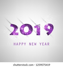 Best Wishes - Abstract Grey and Purple Modern Style Happy New Year Greeting Card or Background, Creative Design Template - 2019