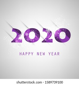 Best Wishes - Abstract Grey and Purple Modern Style Happy New Year Greeting Card or Background, Creative Design Template - 2020