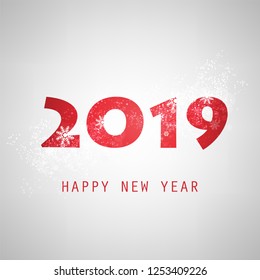 Best Wishes - Abstract Grey and Red Modern Style Happy New Year Greeting Card or Background, Creative Design Template - 2019