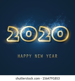 Best Wishes - Abstract Modern Style Happy New Year Greeting Card or Background, Creative Design Template - 2020