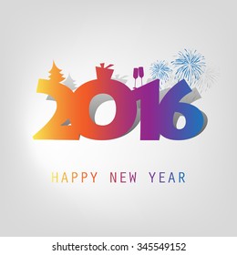 Best Wishes - Abstract Modern Style Happy New Year Greeting Card or Background, Creative Design Template - 2016 
