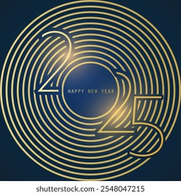 Best Wishes - Abstract Retro, Art Deco Style Happy New Year Greeting Card or Background, Creative Design Template - 2025