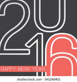 Best Wishes - Abstract Retro Style Happy New Year Greeting Card or Background, Creative Design Template - 2016