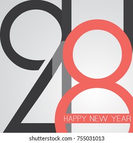 Best Wishes - Abstract Retro Style Happy New Year Greeting Card or Background, Creative Design Template - 2018