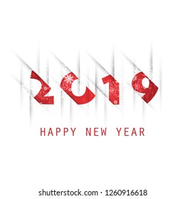 Best Wishes - Abstract White, Grey and Red Modern Style Happy New Year Greeting Card or Background, Creative Design Template - 2019