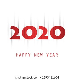 Best Wishes - Abstract White, Grey and Red Modern Style Happy New Year Greeting Card or Background, Creative Design Template - 2020