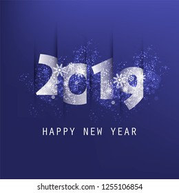 Best Wishes - Abstract White and Purple Modern Style Happy New Year Greeting Card or Background, Creative Design Template - 2019
