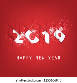 Best Wishes - Abstract White and Red Modern Style Happy New Year Greeting Card or Background, Creative Design Template - 2019
