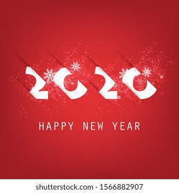 Best Wishes - Abstract White and Red Modern Style Happy New Year Greeting Card or Background, Creative Design Template - 2020