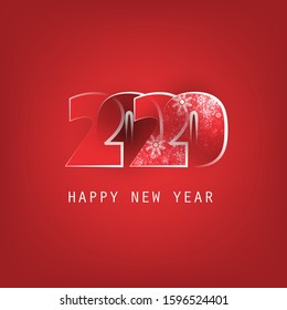 Best Wishes - Abstract White and Red Modern Style Happy New Year Greeting Card or Background, Creative Design Template - 2020