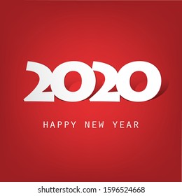 Best Wishes - Abstract White and Red Modern Style Happy New Year Greeting Card or Background, Creative Design Template - 2020