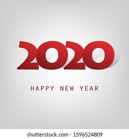 Best Wishes - Abstract White and Red Modern Style Happy New Year Greeting Card or Background, Creative Design Template - 2020
