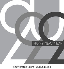 Best Wishes - Black And White Retro Style Happy New Year Greeting Card Or Background, Creative Design Template - 2022