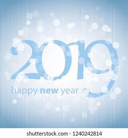 Best Wishes - Blue Abstract Modern Style Happy New Year Greeting Card, Cover or Background, Creative Design Template - 2019
