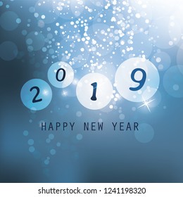 Best Wishes - Blue Abstract Modern Style Happy New Year Greeting Card, Cover or Background, Creative Design Template - 2019