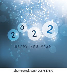 Best Wishes - Blue Abstract Modern Style Happy New Year Greeting Card, Cover or Background, Creative Design Template - 2022