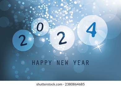 Best Wishes - Blue Abstract Modern Style Happy New Year Greeting Card, Cover or Background, Creative Vector Design Template - 2024