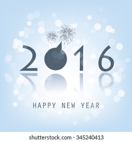 Best Wishes - Blue Abstract Modern Style Happy New Year Greeting Card, Cover or Background, Creative Design Template - 2016