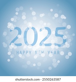 Best Wishes - Blue and White Abstract Modern Style Happy New Year Greeting Card, Cover or Background, Creative Design Template - 2025