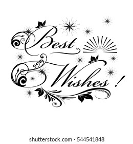 Best wishes card. Vector isolated lettering text  illustration on white background.