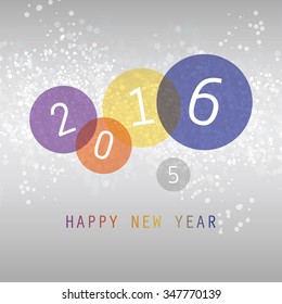 Best Wishes - Colorful Abstract Modern Style Happy New Year Greeting Card, Cover or Background, Creative Design Template - 2016