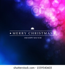 Best Wishes - Colorful Modern Style Happy Holidays, Merry Christmas Greeting Card with Label on a Sparkling Blurred Background