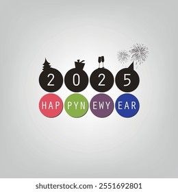 Best Wishes - Colorful Modern Style Simple Minimal Happy New Year Greeting Card or Cover Background Design Template - 2025