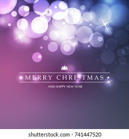 Best Wishes - Colorful Modern Style Happy Holidays, Merry Christmas Greeting Card with Label on a Sparkling Blurred Background