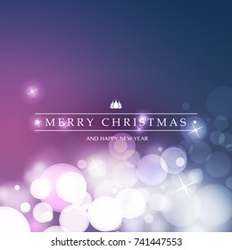 Best Wishes - Colorful Modern Style Happy Holidays, Merry Christmas Greeting Card with Label on a Sparkling Blurred Background