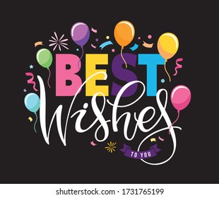 Best wishes - cute hand drawn doodle lettering template for invitation, banner, poster, t-shirt design. 