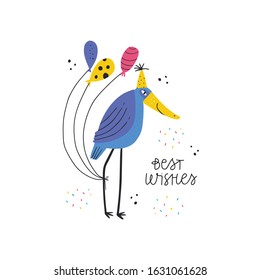 Best wishes flat vector greeting card template