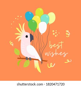 Best wishes flat vector greeting card template