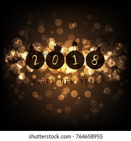 Best Wishes - Golden Abstract Modern Style Happy New Year Greeting Card, Cover or Background, Creative Design Template - 2018