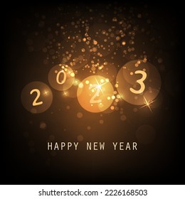 Best Wishes - Golden and Black Abstract Modern Style Happy New Year Greeting Card, Cover or Background, Creative Design Template - 2023