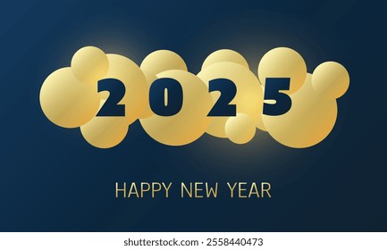 Best Wishes - Golden and Dark Blue Abstract Modern Style Happy New Year Greeting Card, Cover or Background, Creative Design Template - 2025