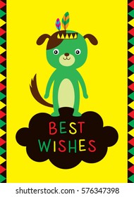 best wishes greeting card with dog graphic vector