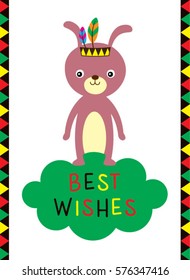 best wishes greeting card with rabbit graphic vector