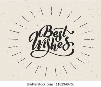 Best wishes - hand lettering inscription to winter holiday design, black and white ink calligraphy