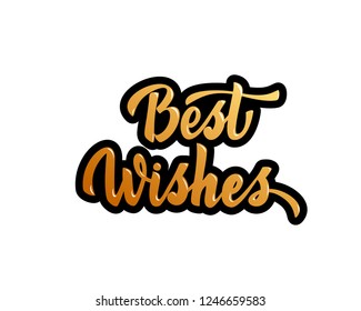 Best wishes - hand lettering inscription to winter holiday design, black and white ink calligraphy