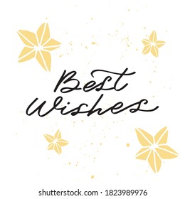 Best Wishes handmade calligraphy. Winter holiday sketch banner, poster, greeting card design element. Holiday greetings quote. Modern lettering with handdrawn elements.