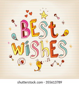 Best Wishes lettering design greeting card