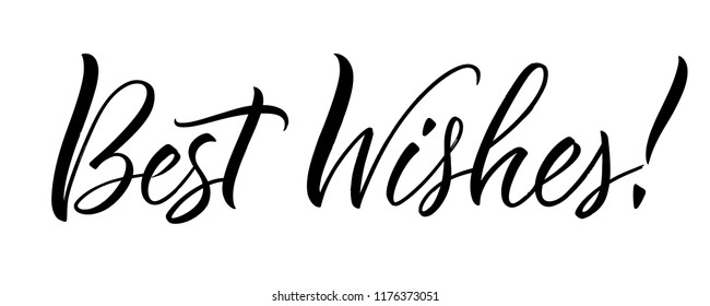 Best Wishes lettering. Handwritten modern calligraphy, brush painted letters. Vector illustration. Template for T-shirt, decor, greeting card, poster or photo overlay