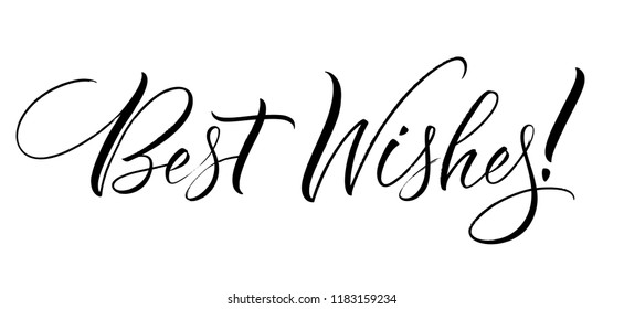 Best Wishes lettering. Handwritten modern calligraphy, brush painted letters. Vector illustration. Template for T-shirt, decor, greeting card, poster or photo overlay