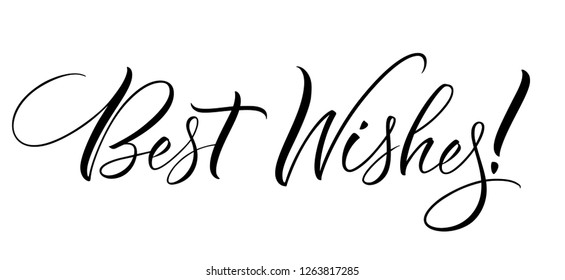 Best Wishes lettering. Handwritten modern calligraphy, brush painted letters. Vector illustration. Template for T-shirt, decor, greeting card, poster or photo overlay