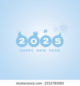 Best Wishes - Light Blue and White Modern Style Simple Minimal Happy New Year Greeting Card or Cover Background Design Template - 2025