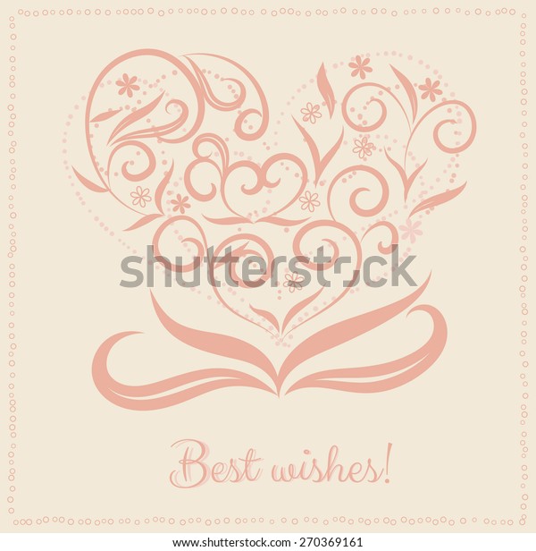 Best\
wishes with line drawing heart design elements vintage dividers.\
Vector illustration. Can use for greeting card.\
