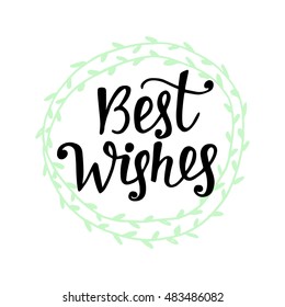 Best wishes. Merry Christmas greeting card. Hand written lettering. Typography poster design. Modern calligraphy. Holiday vector illustration